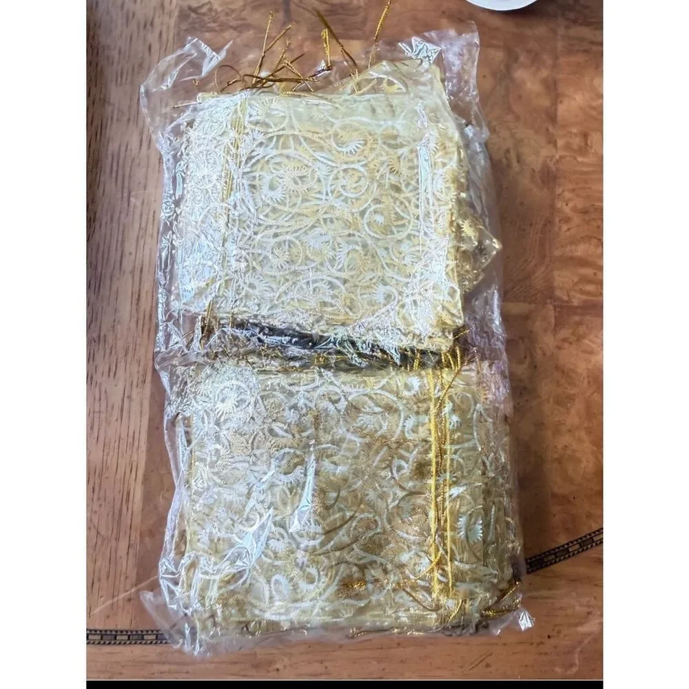 Gold Embroidered Gift Pouches - Set of Decorative Bags lot of 70